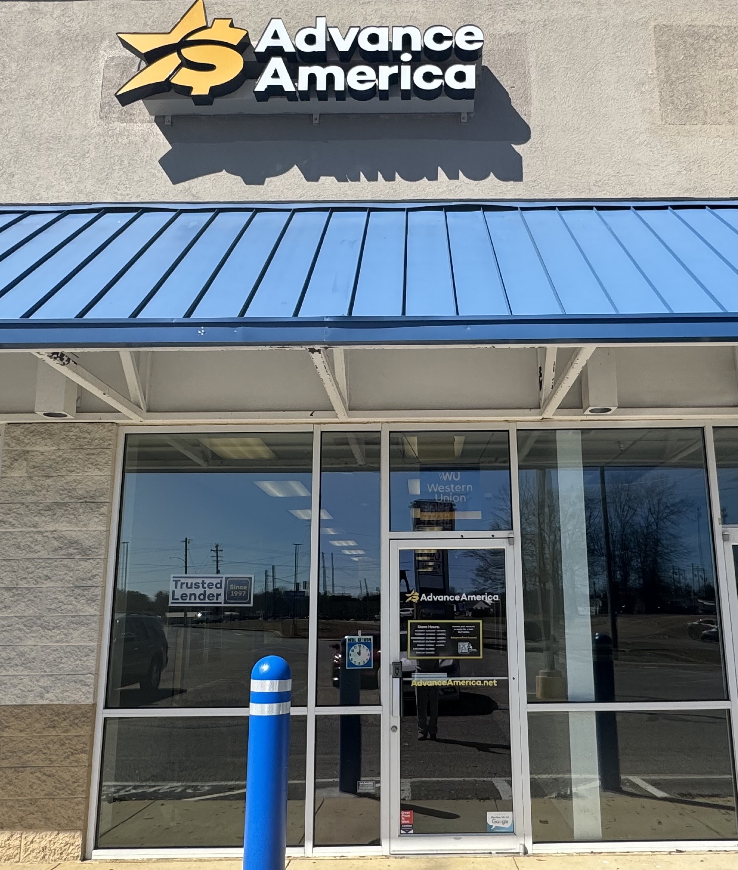 Advance America 1506 Hwy. 278 East, Suite E, P.O. Box 182, Amory, MS Store