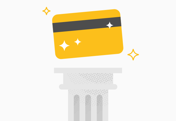 credit card on pedestal