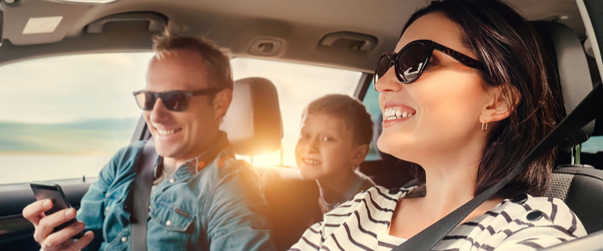 Family driving a car after getting a title loan