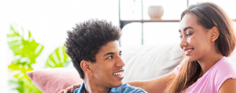 couple looking happy because there are no fees