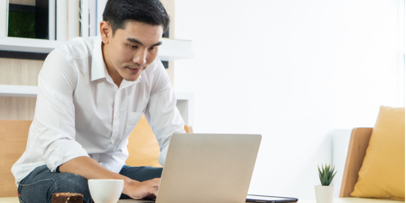 Man researching different types of loans
