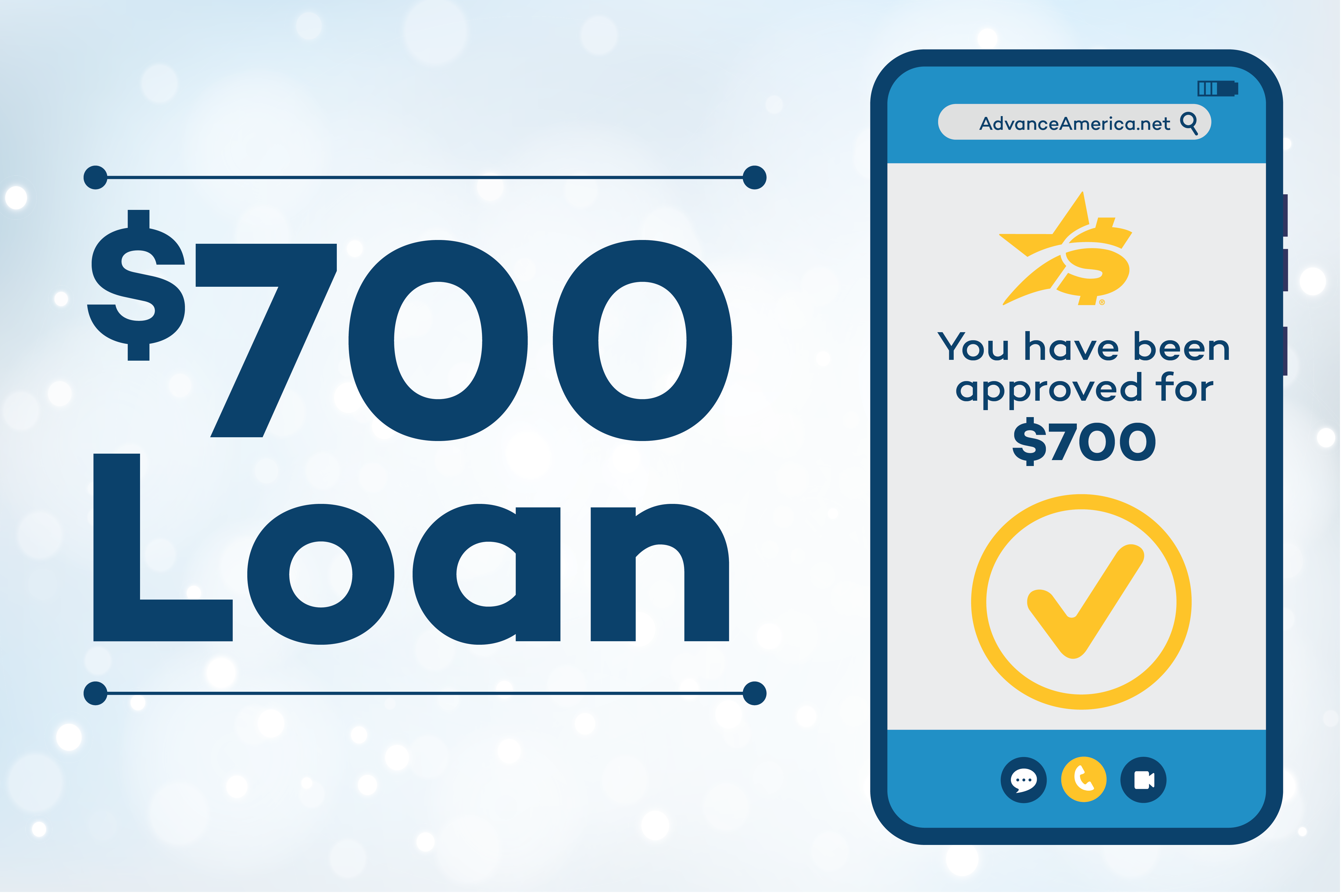 Phone showing approval for a $700 loan