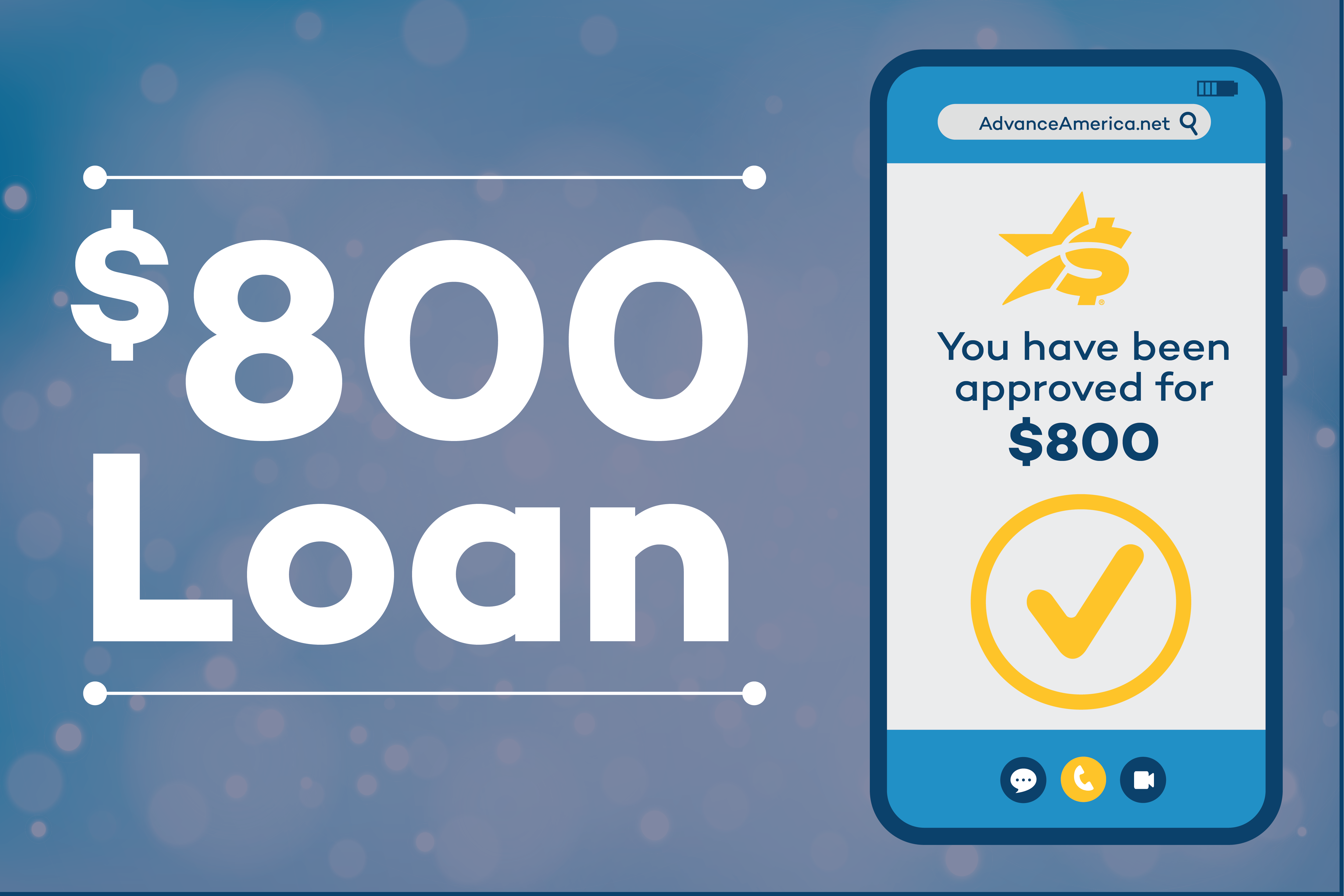 Phone showing approval for a $800 loan
