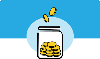 jar of coins blue background