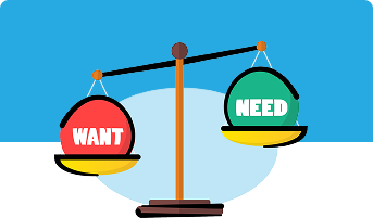 scale balancing wants and needs