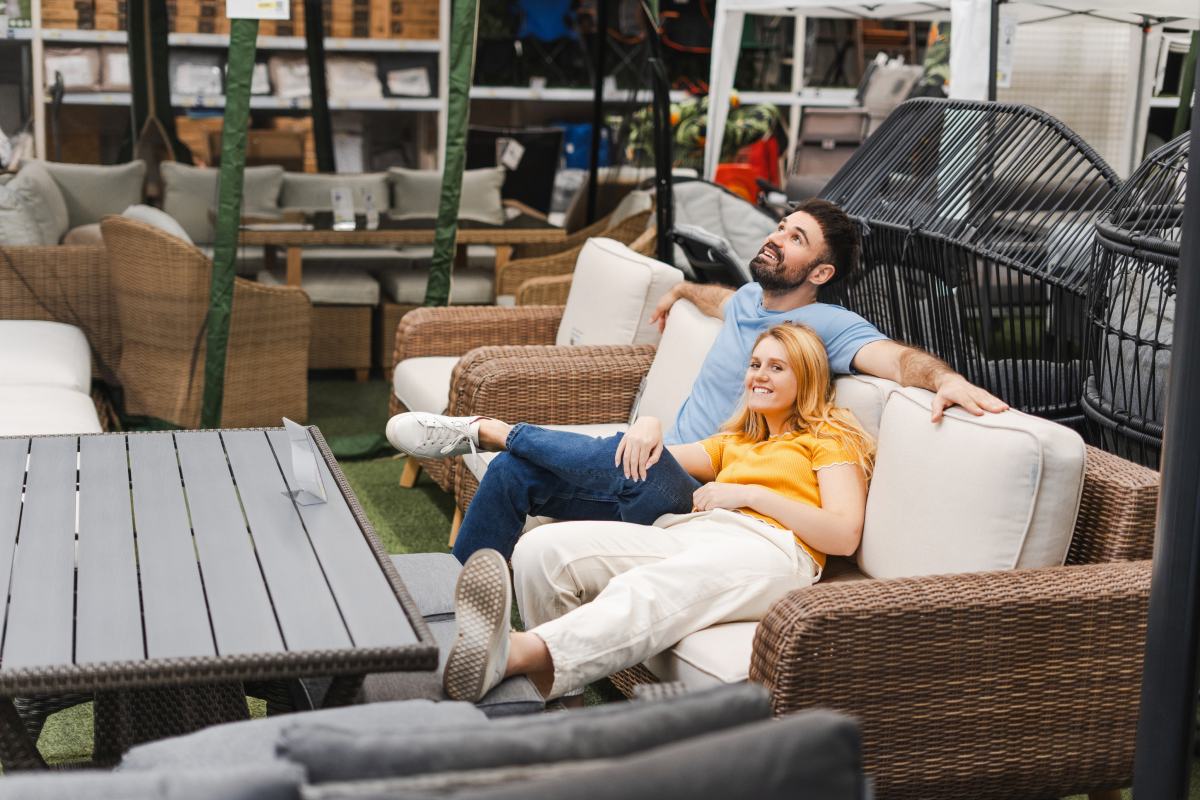 couple shopping for furniture