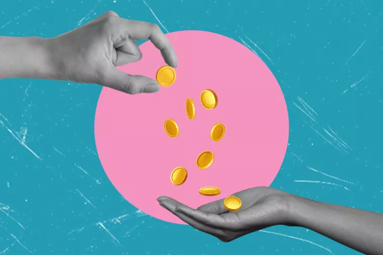 handing money to someone
