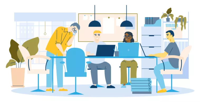 Cartoon of people working