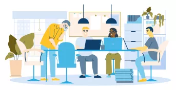 Cartoon of people working