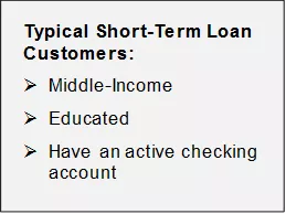 Typical short term loan customer demographics