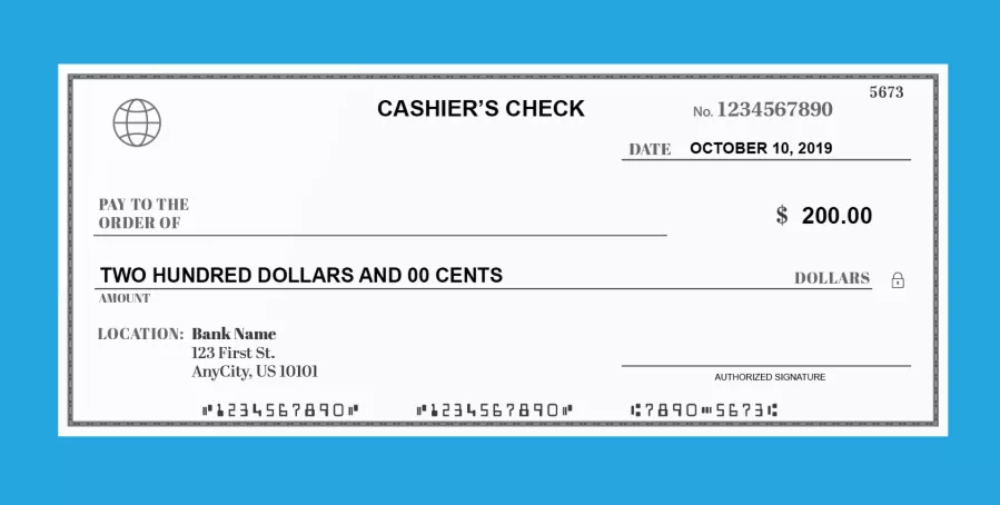 cashier's check example
