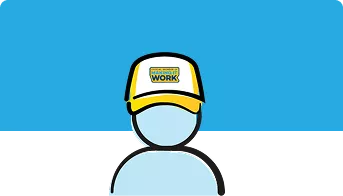 Illustration of a person wearing a hat that says "Make It Work"
