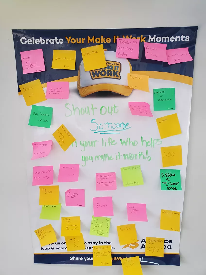 table of post it notes
