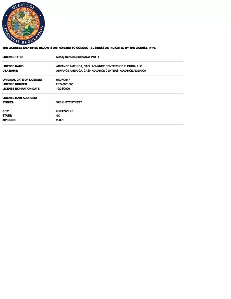 Florida state license